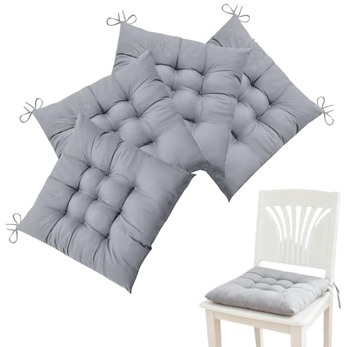 FARYODI Lot de 4 coussins de chaise avec liens, coussin d'assise confortable 40 x 40 cm, coussin d'intérieur de qualité supérieure, pour l'intérieur et l'extérieur, le jardin, le balcon, la terrasse