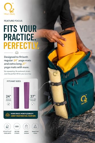 Image of O2 Travel Backpack | MATT Pack Bag 40L-50L Yoga Accessories Bag for Men & Women | Fits Regular & Extra Long Yoga Mats | Water Resistant with Laptop Compartment | for Trekking, Trip, Camping
