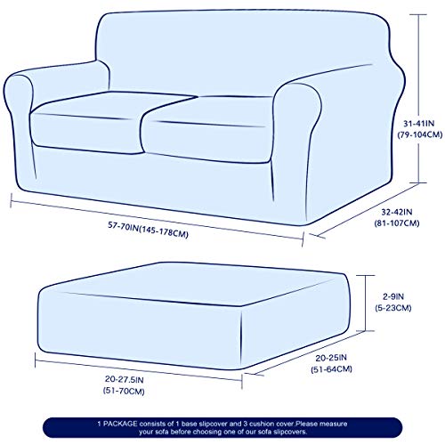 Subrtex Jacquard Damask Sofa Slipcover With 2 Separate Seat Cushion Couch Cover Stretch Washable Furniture Protector For 2-Seater Conventional Settee For Kids, Pets (Medium, Light Smoky Gray) #TOP2