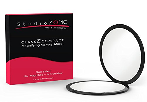 Studiozone Best Compact Mirror - 10X Magnifying Makeup Mirror - Perfect For Purses - Travel - 2-Sided With 10X Magnifying Mirror And 1X Mirror - Classz Compact Mirror - 4 Inch Diameter #TOP4