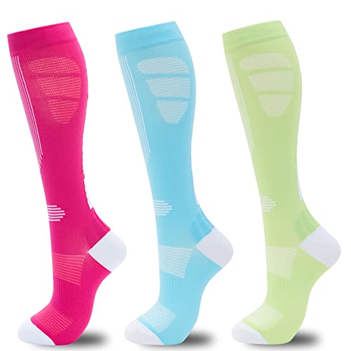 Image of fenglaoda Compression Socks for Women Men 3 Pairs Graduated Compression Support Circulation Socks for Nurses