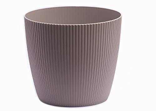 Home Garden Ornaments Decorative Small Plant Pots Indoor - Striped Indoor Plant Pot for Home and Garden (Diameter 15.5cm, Taupe)