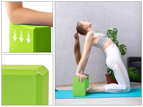 EXERZ Yogablöcke 2 Teiliges - Hoher Dichte Bequeme Fitness-Schaum-Ziegelsteine, Anti-Beleg - Leichtgewichtler und freundliche Reise.(Grün)