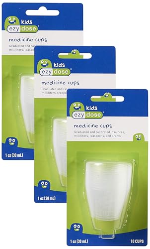 Image of EZY DOSE Kids Medicine Cups for Liquid, Graduated Dispenser for Baby and Toddler, Reusable, 1 Oz Capacity, 10 Count, Made in the USA (Pack of 3)
