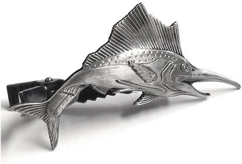 Ishokuya 衣飾屋 釣り人シリーズ ユニーク 魚 タイ止め 信憑 ブルーマリン タイバー タイピン