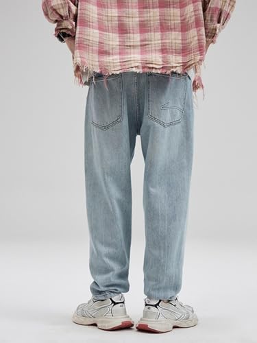 Jeans Pants Trouser Denim Spring Summer Soft and Comfortable Fabric Men's Wear Tear Design Sense Nine Point Cone Casual3