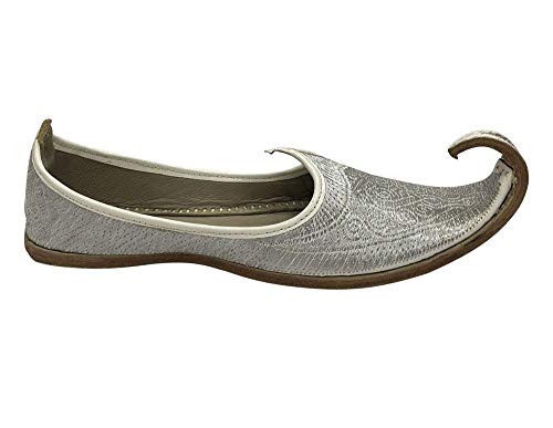 Handmade Silver Khussa Men Vintage Look Punjabi Jutti Indian Aladdin Mojari4