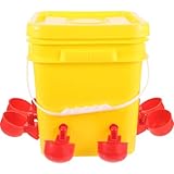 Veemoon Mangeoire Automatique Poules Résistante PE avec Abreuvoirs Distributeur Alimentaire pour Poussins et Canetons Système Anti-gaspillage et Protection Solaire