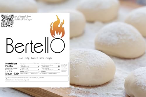 Bertello Premium Non-Stick 16oz - Pack of 10 Frozen Pizza Dough, Neapolitan Style, Easy Bake & Stretch Frozen Pizza Dough, Perfect for any Outdoor Pizza Oven - Makes 20 12” pizzas