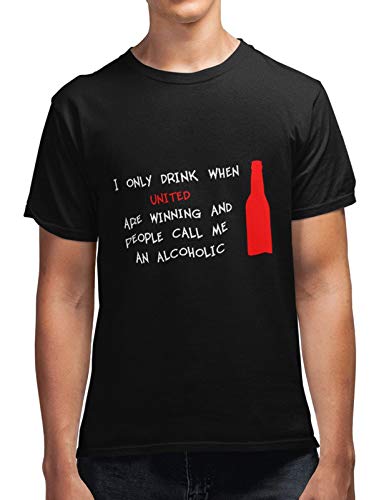 Revind 442 I Only Drink When United Men's 100% Cotton Round Neck T-Shirt