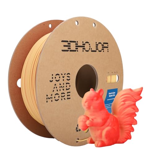 3DHoJor Dual Color Matte PLA 3D Printer Filament 1.75mm 2 in 1 Coextrusion 1KG Spool (2.2lbs) Multicolor PLA with Smooth Matte Finish for FDM 3D Printers – Red Yellow