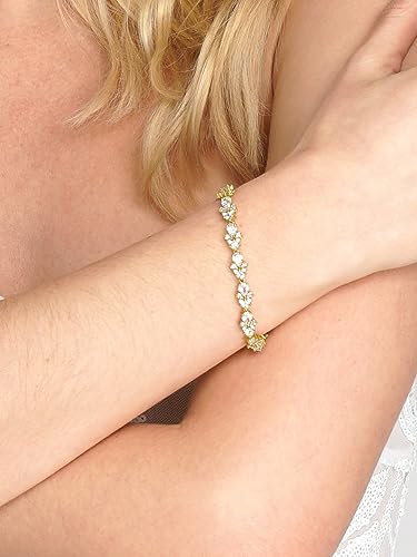 Mariell 4590B-G Gold Wedding And Bridal Cubic Zirconia Crystal Tennis Bracelet thumb #3