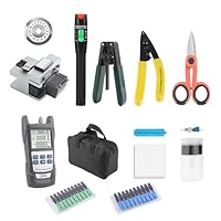 Glasfaser Werkzeug Set mit LWL Cleaver, Optischer Leistungsmesser, 50MW 50KM LWL Tester, 10x SC/UPC SC/APC Glasfaser Adapter, Glasfaser-abisolierzange und Faser Stripper
