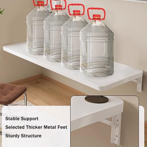 Table flottante pliable compacte et établi mural blanc