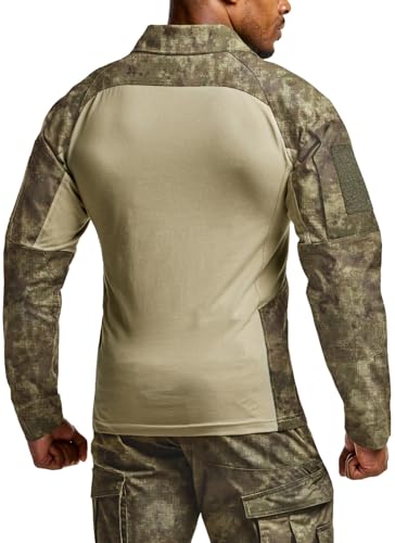 Image of CQR Men's Tactical Combat Shirt, 1 /4 Zip Long Sleeve Breathable Military BDU Training Top for Shooting, Hunting, Range Use