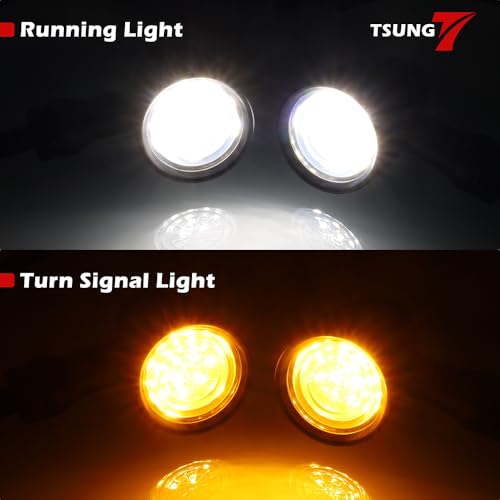 Image of TSUNG Universal Motorcycle SMD LED Turn Signals 12V Brake Tail Lights Running Lights for Cruiser Chopper Bobber Cafe Racer Street Bike (White&Amber Light-Black)