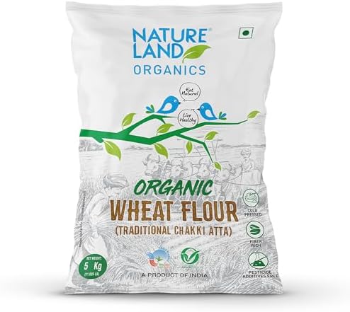 Natureland Organics Whole Wheat Flour 5 Kg - Organic Wheat Flour