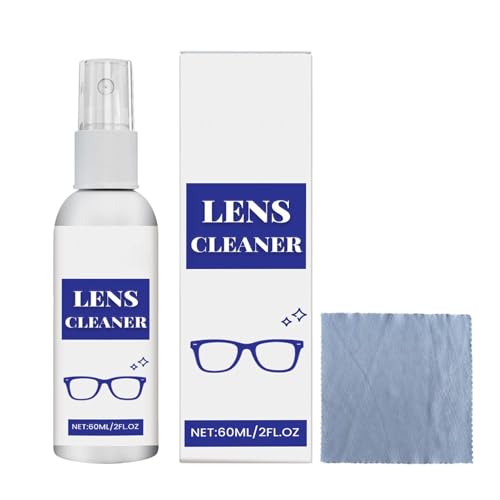 Spray detergente per lenti da 60 ml, spray per la pulizia degli occhiali da sole, smacchiatore con panno per schermo del telefono, occhiali, fotocamera, computer, occhiali, dispositivi elettronici