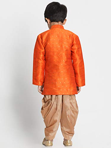 Image of JBN Creation Light Blue Cotton Silk Blend Boys Indo Wstern Style Sherwani Set