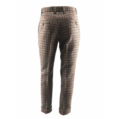 Men's Tweed Plaid Suit Pants Wool Formal Suit Pants Classic Fit Business Versatile Dress Suit Trousers