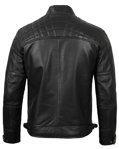 Image of Decrum Leather Jacket Men - Cafe Racer Style Real Lambskin Leather Jackets For Men