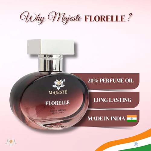 Image of Florelle Luxury Woman Eau De Parfum With Mandarin Orange, Fruits & Patchouli Premium, Long Lasting Floral (Pheony Rose) & Woody Fragrance Liquid EDP For Women, 50ml - Pack of 2