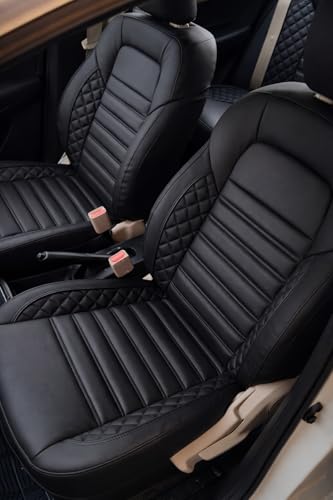 Image of RideoFrenzy Streak Full Black Seat Covers for Citroen C3 | Skin Fit Tailor Made | 20mm HDR Foam Luxury Nappa Leather
