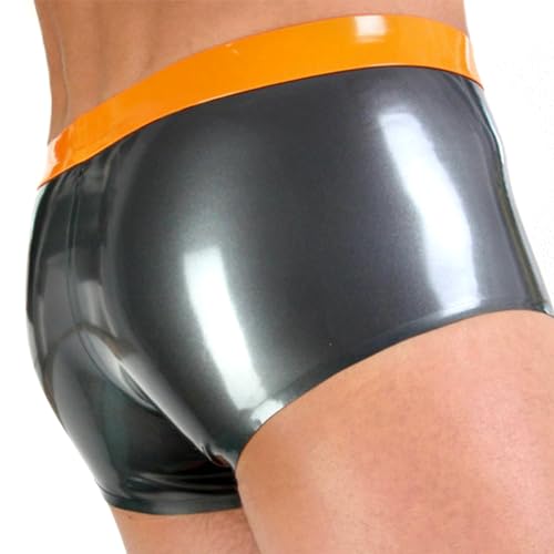 Latex Silver Men Shorts Briefs Boxer Shorts without Zipper Rubber Underwear Half Pants Tight High Elastic2