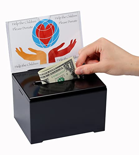 Adir Acrylic Donation Ballot Box With Lock - Secure And Safe Suggestion Box Great For Business Cards (6.25" X 4.5" X 4") Black #TOP1