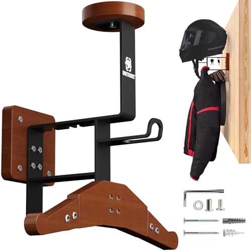 Image of OneTigris Upgraded Tactical Gear Wall Mount 2.0 - Heavy-Duty Helmet Rack for Motorcycle Helmets with Tactical Vest Hanger