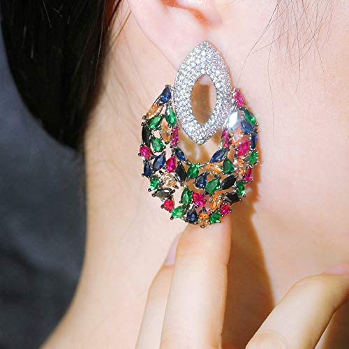 Zircone de mariage nuptiale boucles d'oreilles de fête - 5