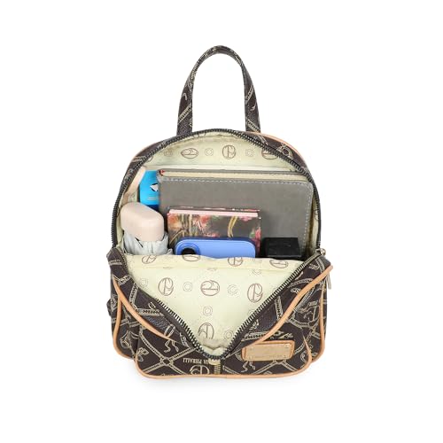 Image of MKP COLLECTION Small Backpack Purse for Women, Giulia Pieralli Designer Pattern Faux Leather Fashion Travel Bag, Elegant Multi-Pocket Ladies Daypack