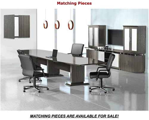 8ft - 16ft Modern Designer Conference Room Table, Office Meeting Boardroom, 10ft 12ft 14ft (10ft, Textured Driftwood)