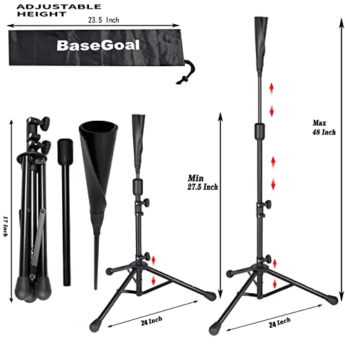 Basegoal Batting Tee Baseball Tee, Softball Travel Portable Tee Tripod Stand Rubber Tee For Batting Training Practice With Carrying Bag #TOP5