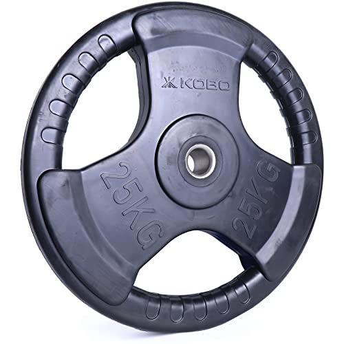 Image of Kobo 2.5 Kg (31 mm) Fitness Rubber Coated Tri-Grip Plate & Integrated Metal Grip Rubber Weight Plates - Sold in Pairs (Imported)