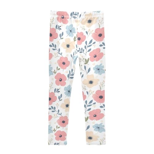 Wusikd Cute Girls' Leggings Toddler Doodles Flowers Kids Yoga Pants Dance Active Tights 4T2
