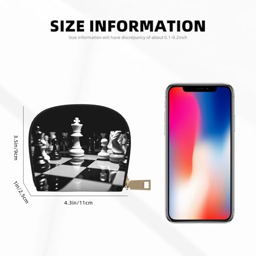 Black And White Chess Credit Card Holder Wallet, Leather Zipper Card Wallet For Women Ladies Rfid Blocking Card Case Small Coin Purse Accordion Wallet Gift2