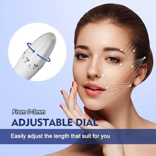 Image of Derma Pen Stamp For men and Women | Microneedle Pen for Body & Hair & Beard Growth - Adjustable Microneedling Stamp For Skin - 0.5mm - 3mm Titanium Micro Needle Derma Stamp For Skin Care (moon white)