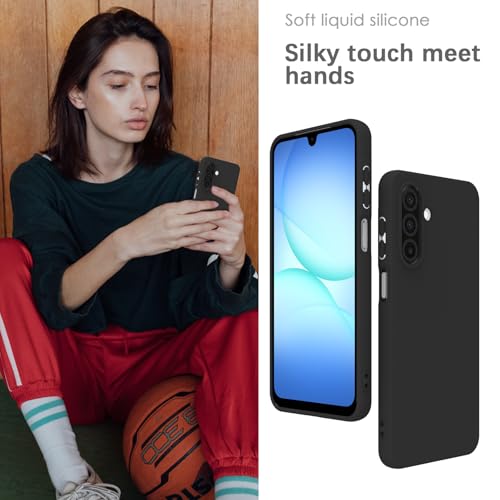 Image of YATWIN Silicone Case for Samsung Galaxy A17 4g /5g, Soft-Touch, Shockproof, DustProof, Antiskid Phone Cover for Samsung Galaxy A17 4g /5g - Black