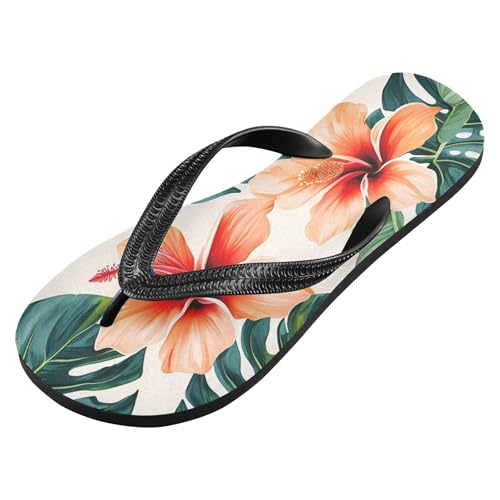 Burbuja Tropical Flower Leaves Flip Flops for Women Men, Soft Thong Sandals Rubber Slippers for Pool Beach Essentials2