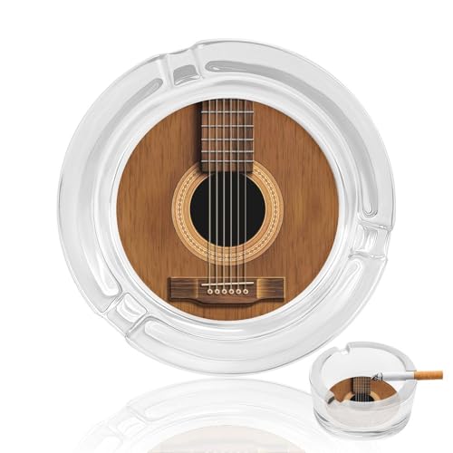 Posacenere in vetro moderno decorativo portatile per chitarra acustica in legno, adatto per uso interno ed esterno