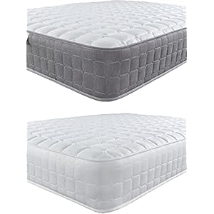 Aspire Beds 10″ Deep 3 Layer Triple Comfort Fillings Aloe Vera Wellness Sleep Surface Hybrid Bonnell Sprung & Memory Fibre Wool Foam Ultimate Mattress, White Border, 4ft 6 Double (4ft6 x 6ft3)