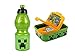 GOLDKIDS Minecraft orange Brotdose 18,5 x 13,5 x 5,5 cm Kinder Lunchbox Brotzeitdose Brotkasten für Frühstück Box Trinkflasche Schule Freizeit Kunststoff-Box inkl leuchtender Anhänger