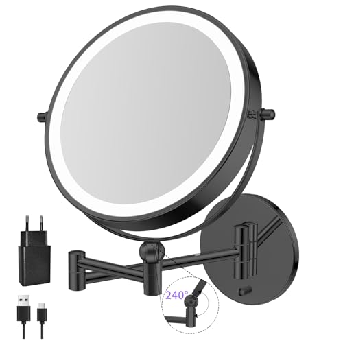 FUNTOUCH Kosmetikspiegel mit 1X/ 20X Vergrößerung, 5000 mAh...