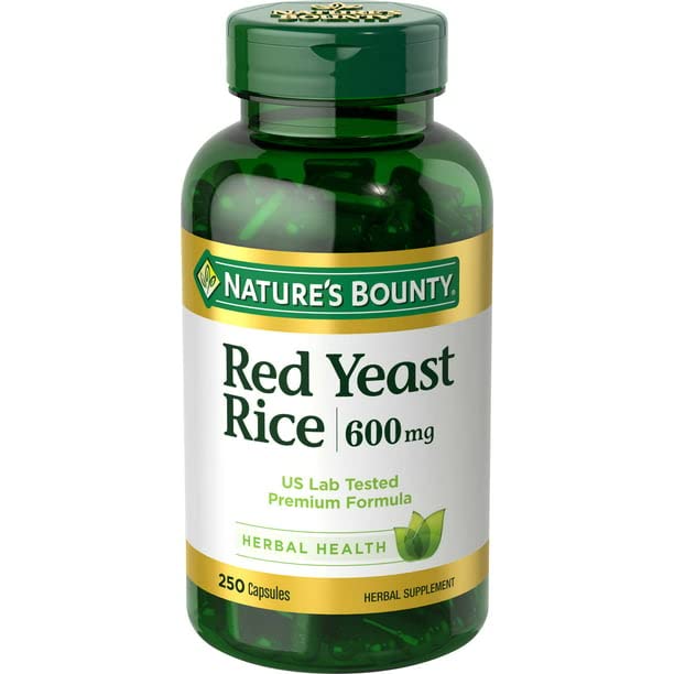 Nature's Bounty Red Yeast Rice 600 mg Capsules 250 ea (Pack of 4)