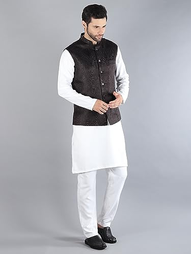 Image of Uri and MacKenzie Men's Silk Blend Kurta Pajama with Designer Ethnic Nehru Jacket /Modi Jacket