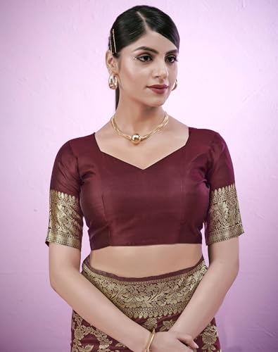 Image of SIRIL Women's Banarasi Soft Silk Saree Pure Silk with Unstitched Blouse Piece
