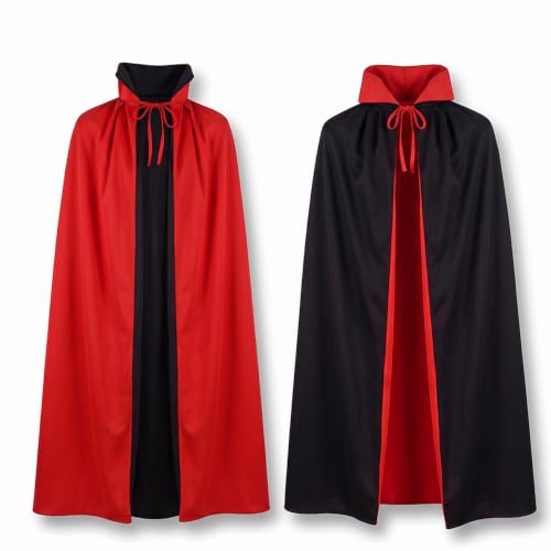 Kids Reversible Vampire Cape Halloween Cloak Red & Black Thickened Collar