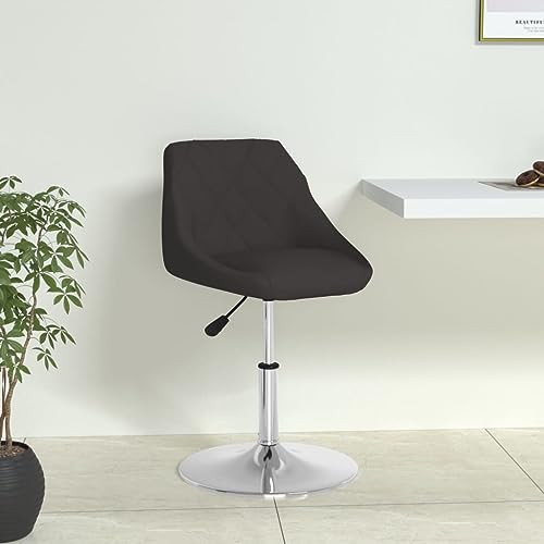 sephironlbb Chaise de salle à manger noire en cuir synthétique avec cadre en acier chromé, réglable en hauteur et pivotante, rembourrée, pour salle à...