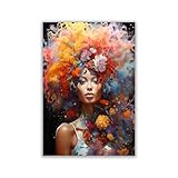 [AFFICHE FÉMININE ABSTRAITE BOHO PRINT] : Transformez instantanément votre espace en un lieu de pouvoir et de beauté avec cette superbe décoration murale de fille noire.